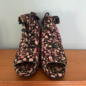 Floral Lace Up Blowfish Heels